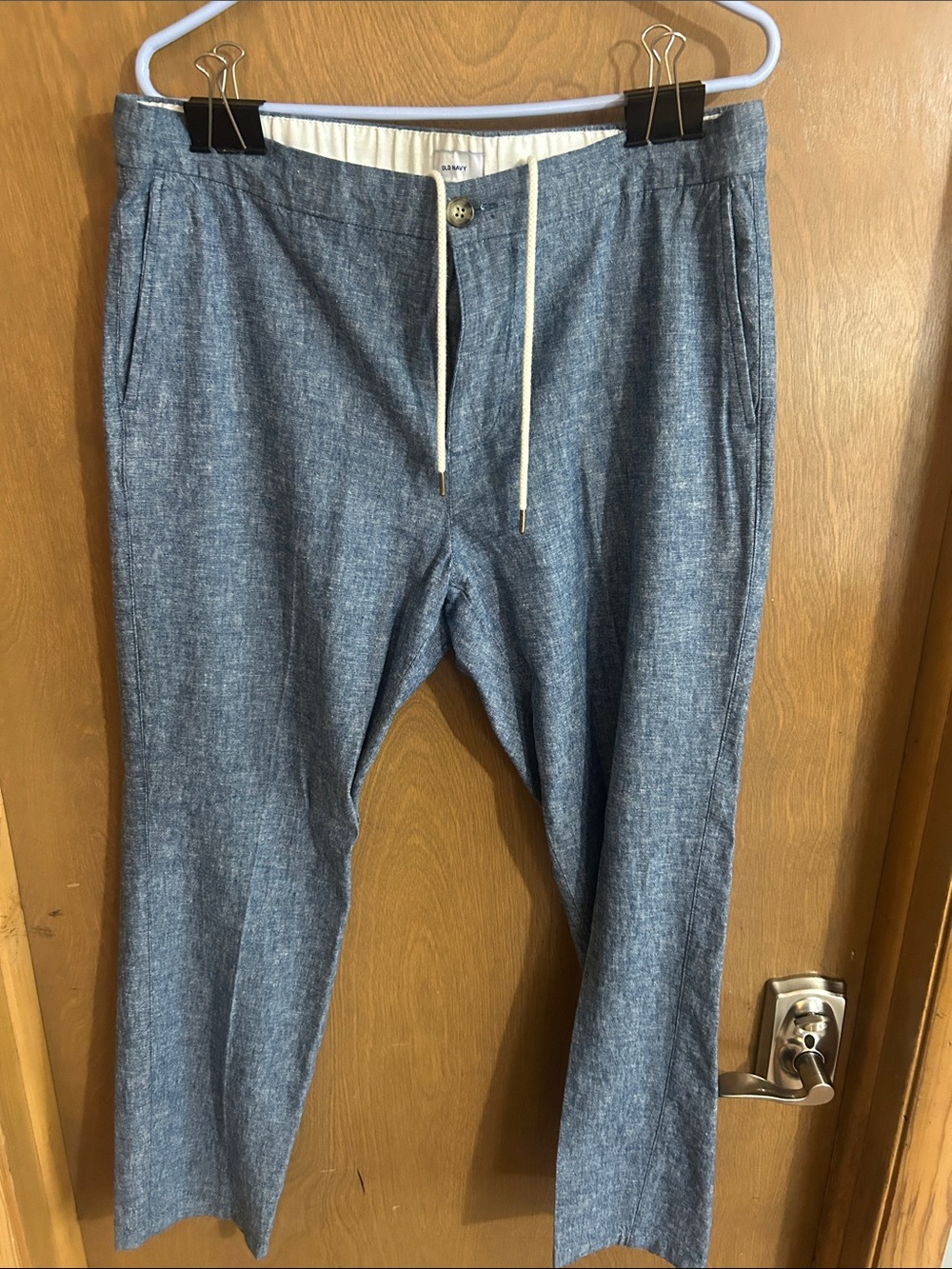 Light Blue Chambray Drawstring Pants